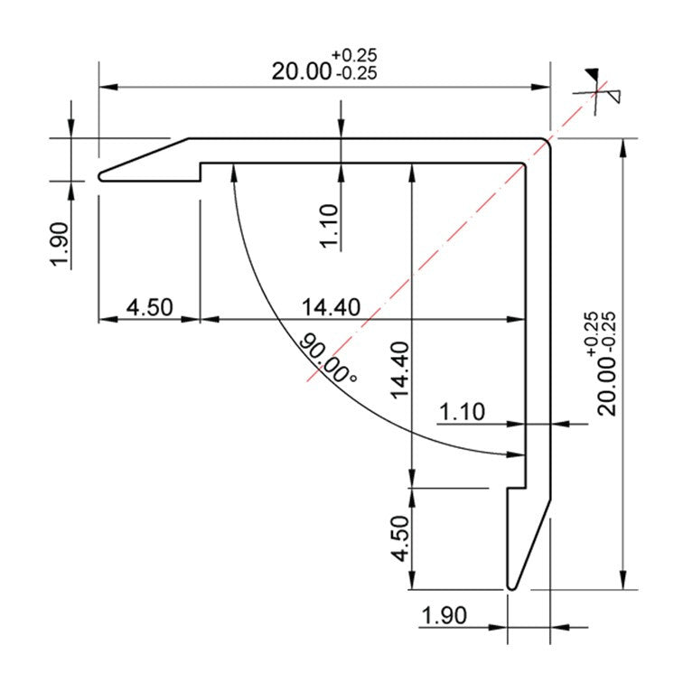 PROFIL ALUMINIU COLT 20x20mm 2m