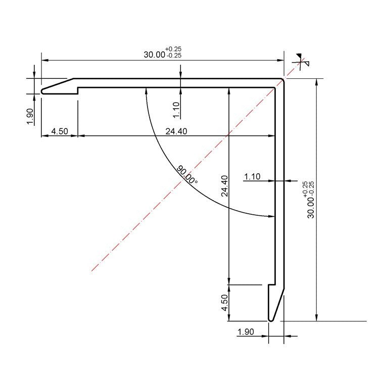 PROFIL ALUMINIU COLT 30x30mm 2m