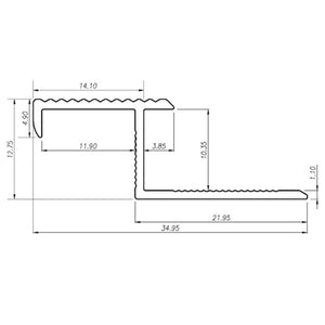 PROFIL ALUMINIU PENTRU TREAPTA GRESIE 10mm 2,5m