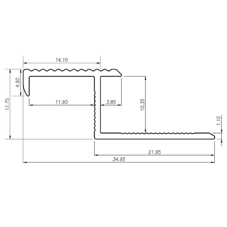 PROFIL ALUMINIU PENTRU TREAPTA GRESIE 10mm 2,5m