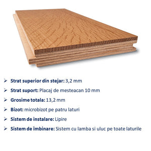 PARCHET MULTISTRAT PLANCK 190mm OIL-UV MILK OAK 13,2mm