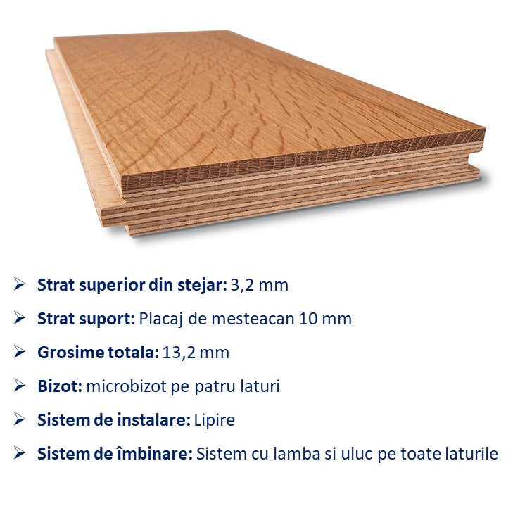 PARCHET MULTISTRAT PLANCK 190mm OIL-UV MILK OAK 13,2mm