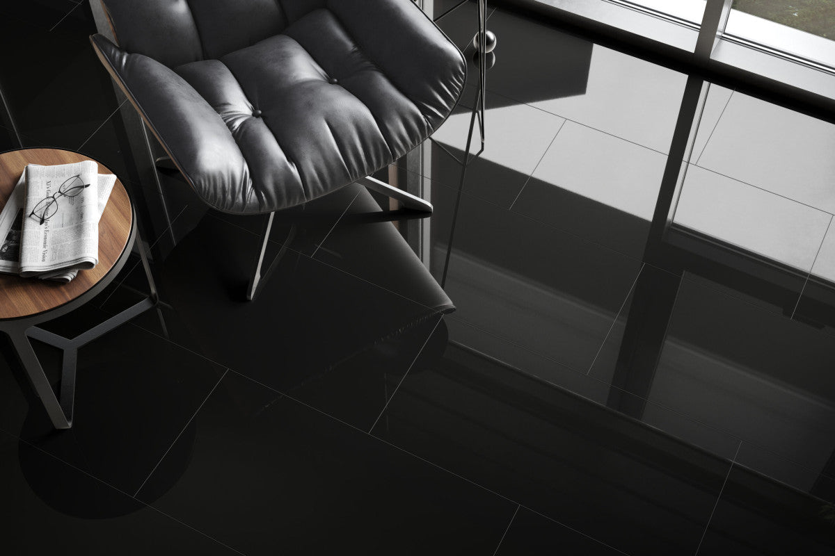 Parchet SPC STONE U190 HG lucios SCHWARZ 0,6x40x80cm / 1,92m2