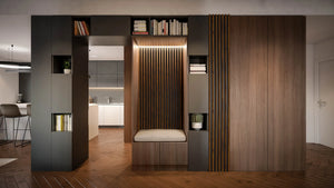 RIFLAJ MDF LINEA SLIM 3 HAZELNUT/BLACK 30x144x2650mm