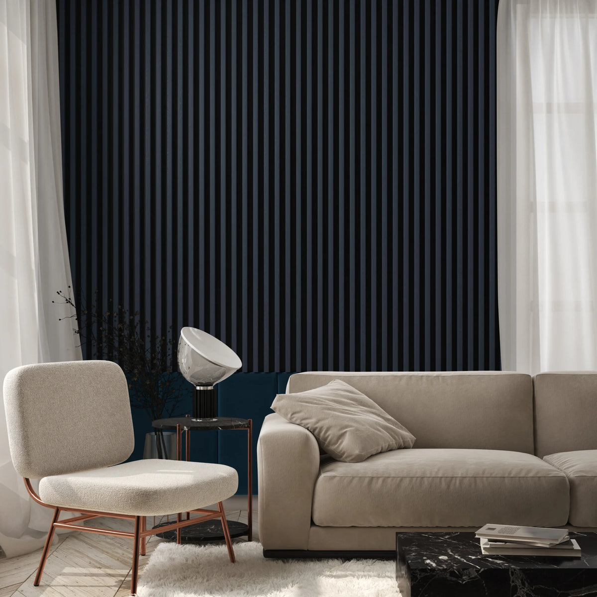 RIFLAJ MDF LINEA SLIM 3 WOODBLUE/BLACK 30x144x2650mm