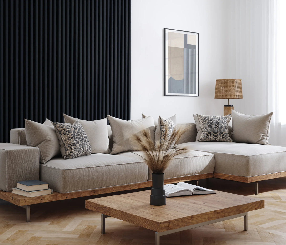 RIFLAJ MDF LINEA SLIM 3 WOODBLUE/BLACK 30x144x2650mm