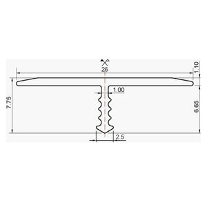Profil aluminiu T 26mm 2,5m