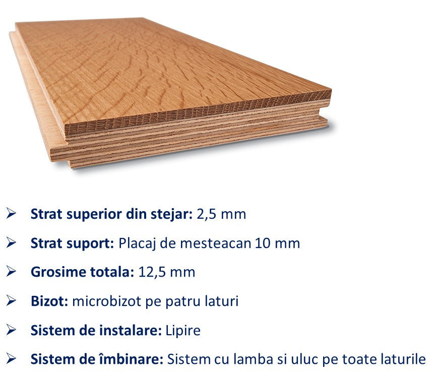PARCHET MULTISTRAT PLANCK 160mm LAC-UV HONEY OAK 12,5mm