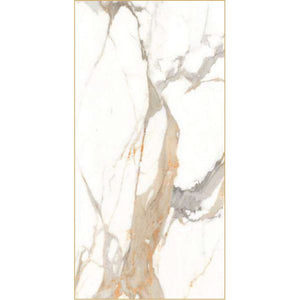 Gresie Statuario Roten Gloster 60×120 cm stil marmura alba - ceramica premium DOMIO