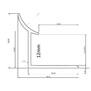 PROFIL ALUMINIU COLT INTERIOR 12mm 2,5m