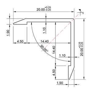PROFIL ALUMINIU COLT 20x20mm 2m