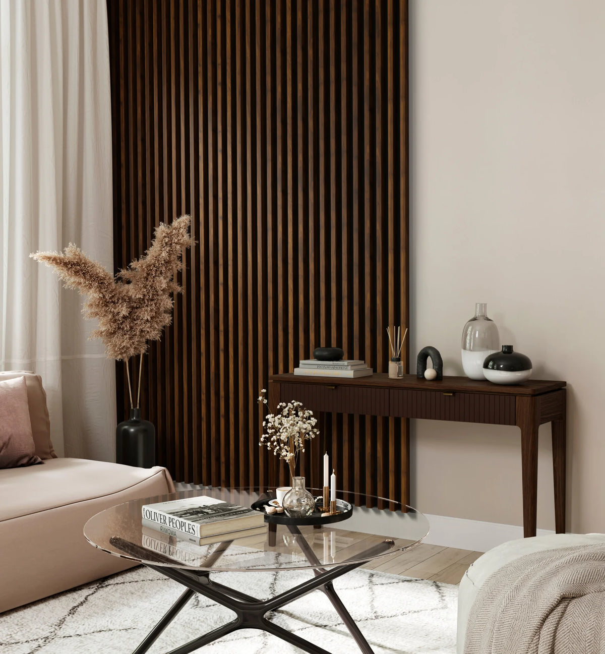 RIFLAJ MDF LINEA SLIM 3 HAZELNUT/BLACK 30x144x2650mm