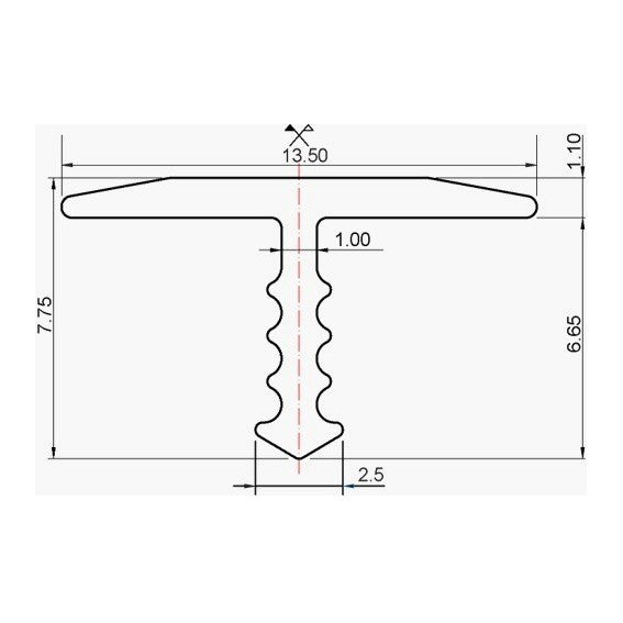 Profil aluminiu T 13mm 2,5m